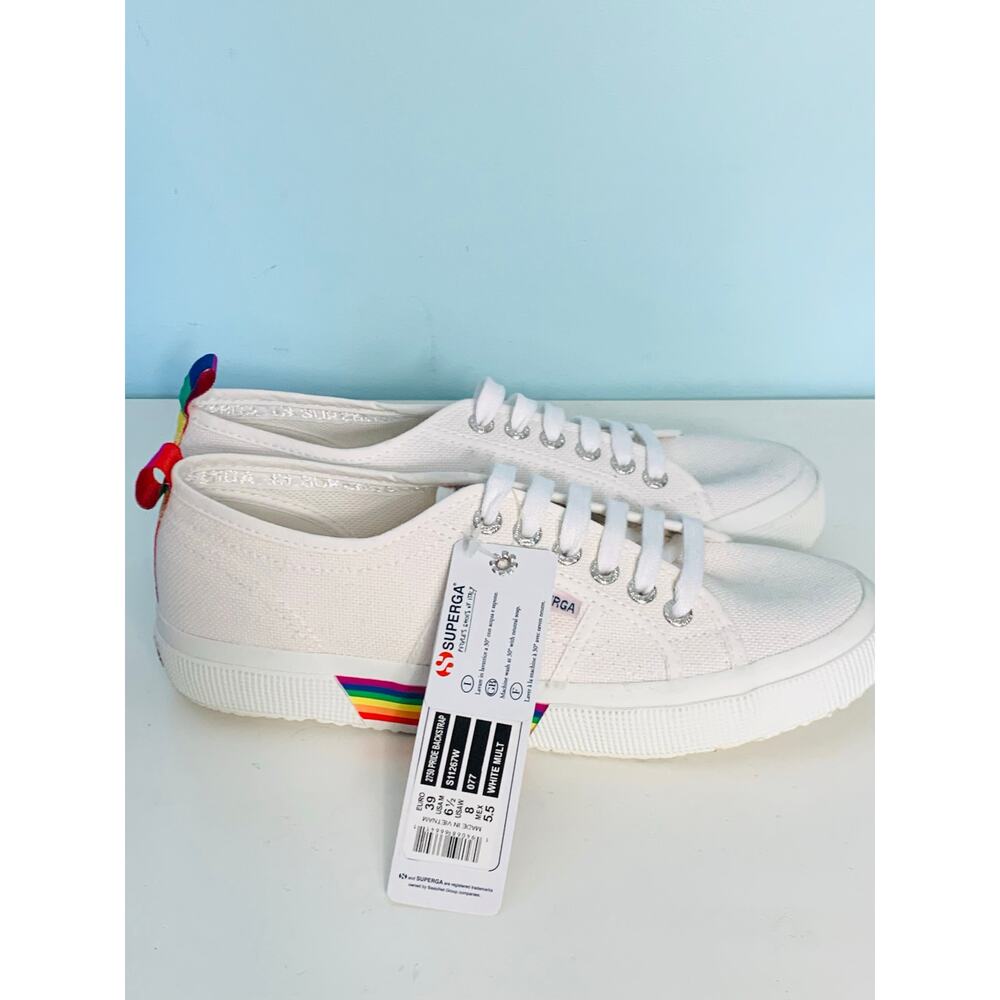 NWT Superga 2750 Pride Backstrap White Sneakers Size 8/39 - Picture 5 of 9